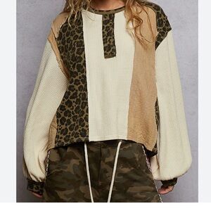 🐆Brand NWOT Fall/Winter 2025 POL size Large Mixed-Media cozy top! Currently $89